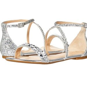 Jewel Badgley Mischka Women's Osome Cross Strap Sandal 8.5 Rhinestone Wedding